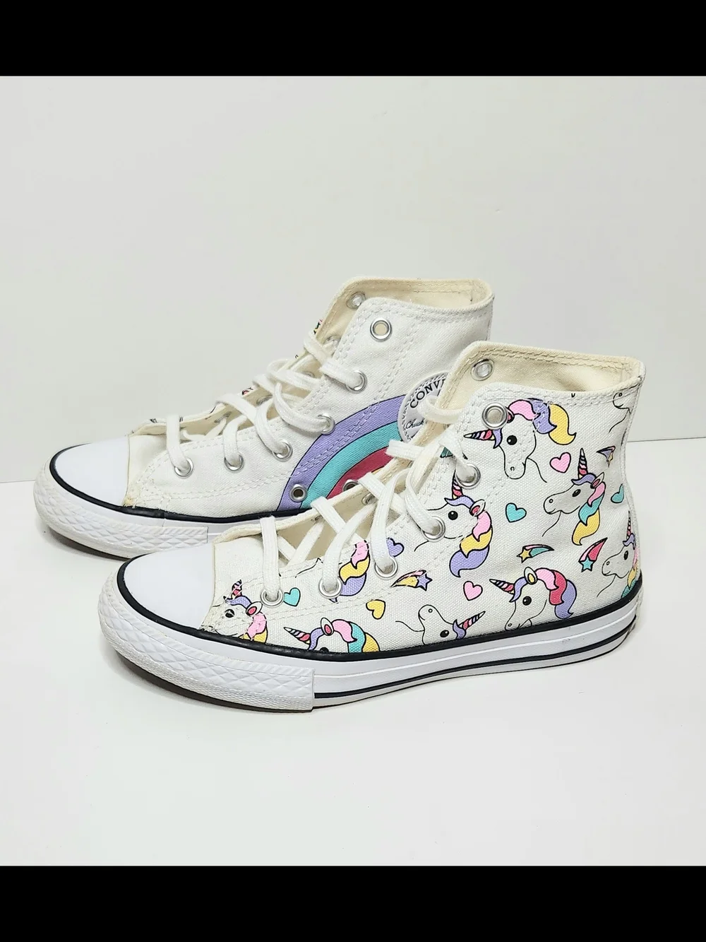 Converse White Hi-Top Unicorn & Rainbow Sneakers